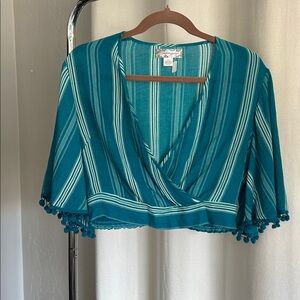 Band of Gypsies Teal and White Striped Blouse